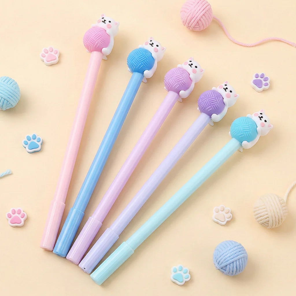 Purr-fectly Yarn-tangled Cat Gel Pen